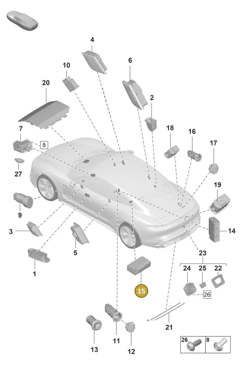 PAD035954 — Porsche Taycan Sport Turismo (2019-2024) diagram p56903050, position 15