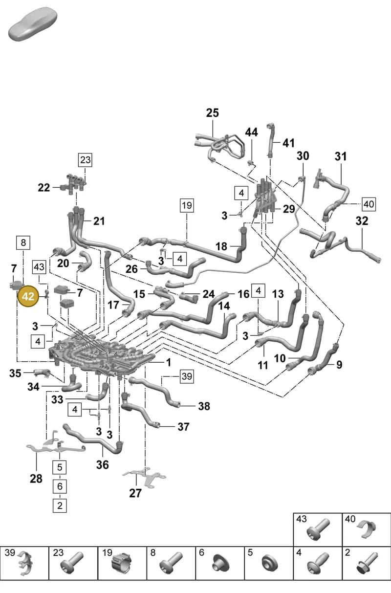 PAD121232B — Porsche Taycan Sport Turismo (2023-2025) diagram p64155050, position 42