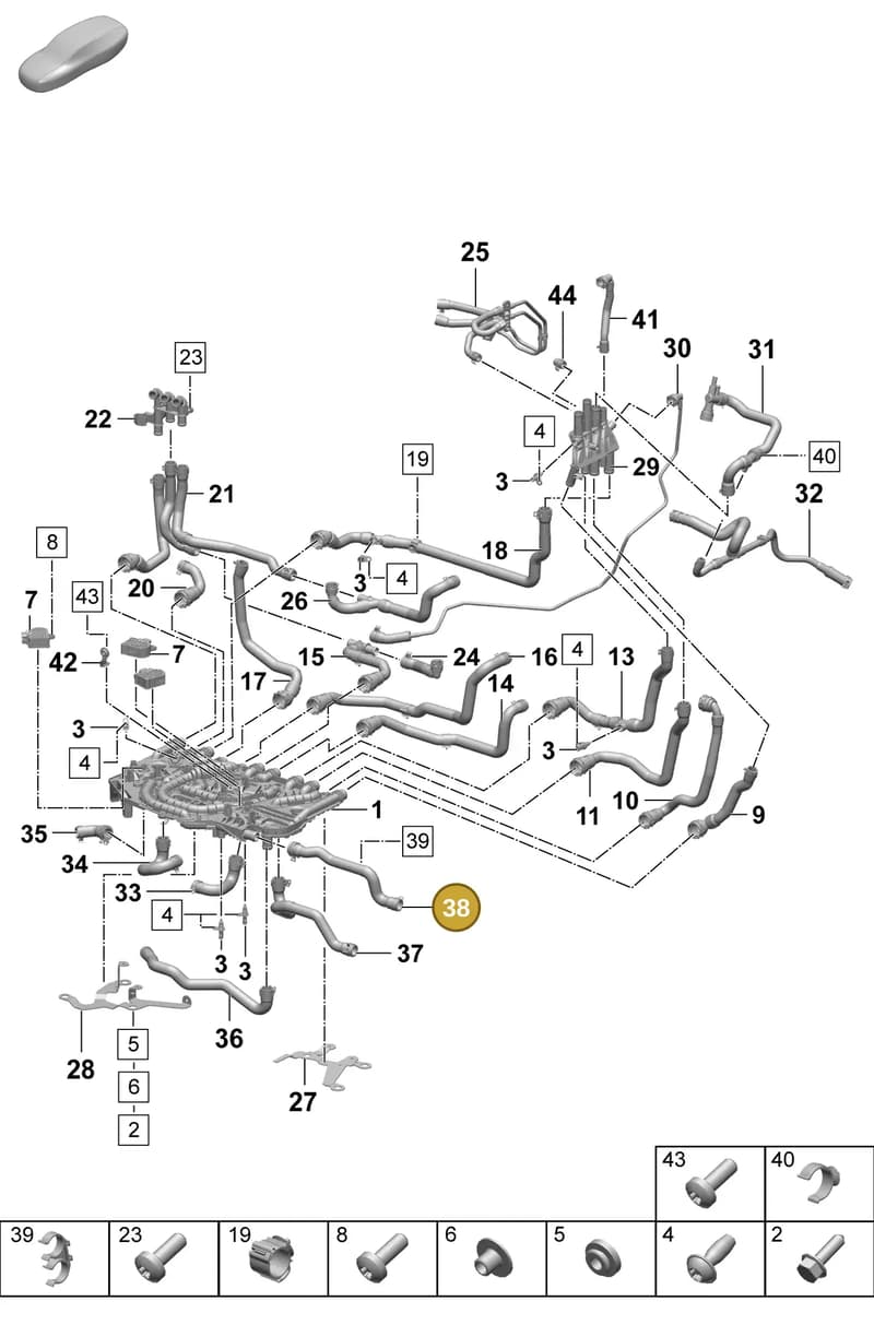 PAD121623A — Porsche Taycan Sport Turismo (2023-2025) diagram p64155050, position 38