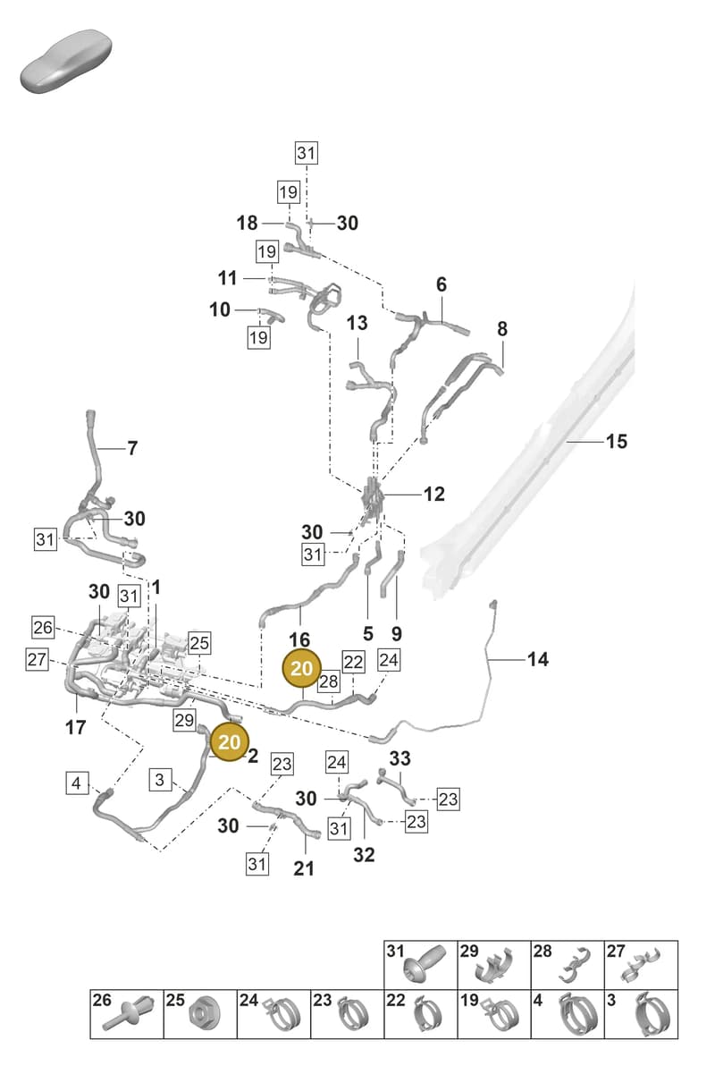 PAD121630 — Porsche Taycan Sport Turismo (2019-2024) diagram p56155050, position 20