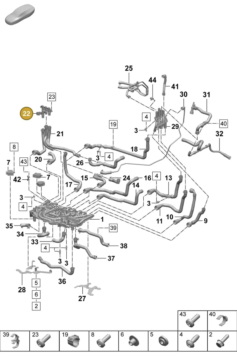 PAD121703A — Porsche Taycan Sport Turismo (2023-2025) diagram p64155050, position 22