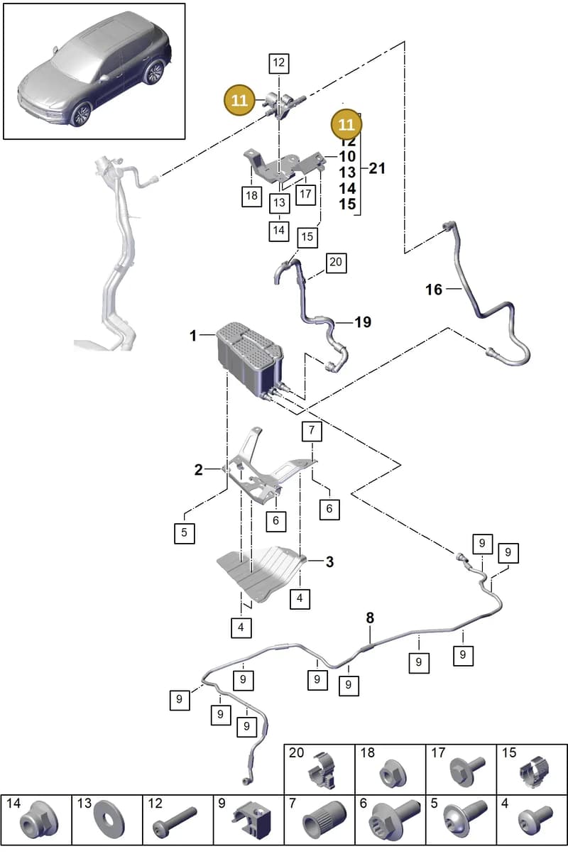 PAD201559 — Porsche Cayenne (2017-2023) diagram p51201070, position 11