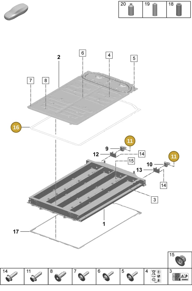 PAD450006 — Porsche Macan (2024-2024) diagram p61251010, position 11+16