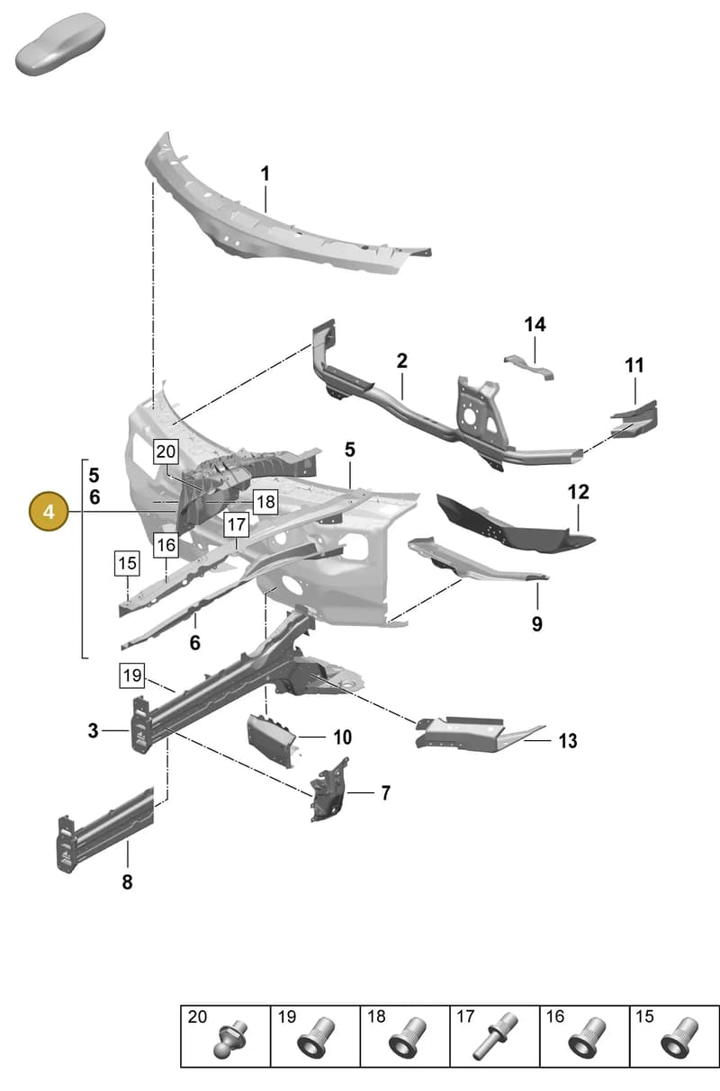 PAD805139GRV — Porsche Taycan Sport Turismo (2023-2025) diagram p64801110, position 4