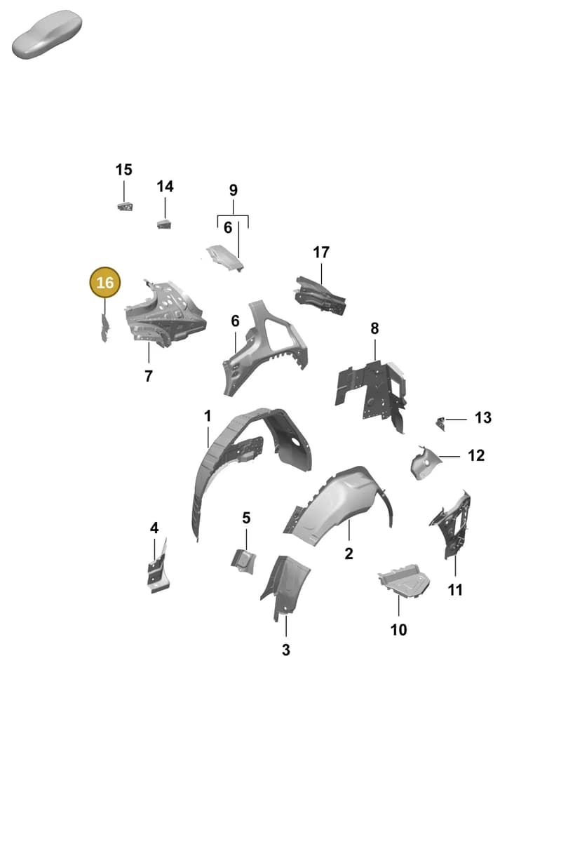 PAD810375 — Porsche Taycan Sport Turismo (2023-2025) diagram p64801540, position 16