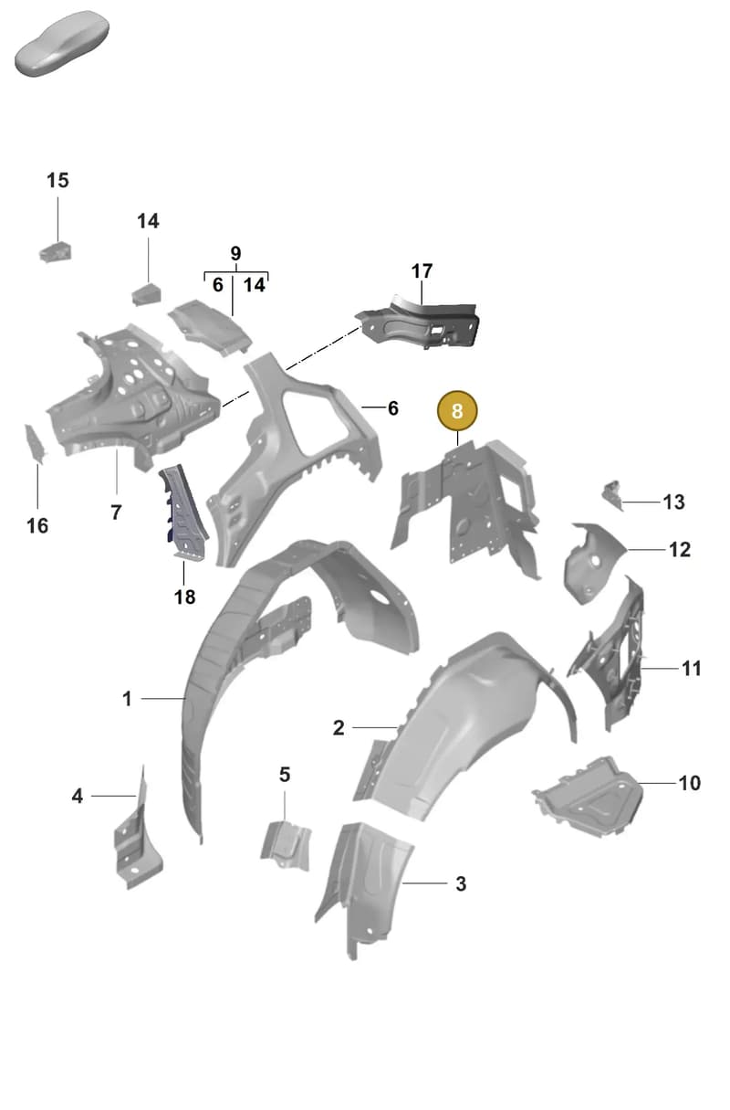 PAD810581GRV — Porsche Taycan Sport Turismo (2019-2024) diagram p56801475, position 8