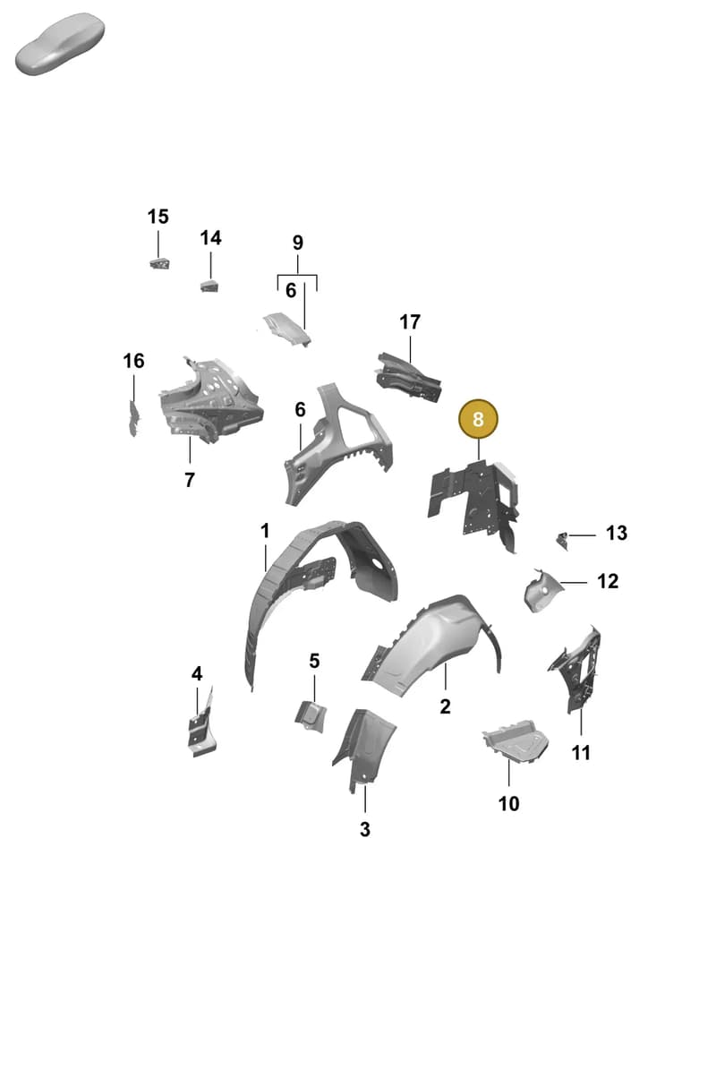 PAD810581GRV — Porsche Taycan Sport Turismo (2023-) diagram p64801540, position 8
