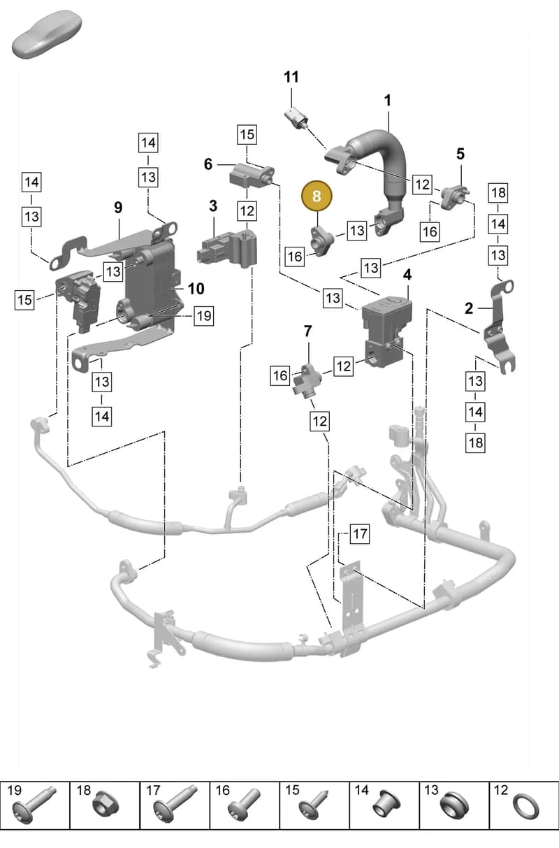 PAD816721B — Porsche Taycan Sport Turismo (2023-2025) diagram p64814350, position 8