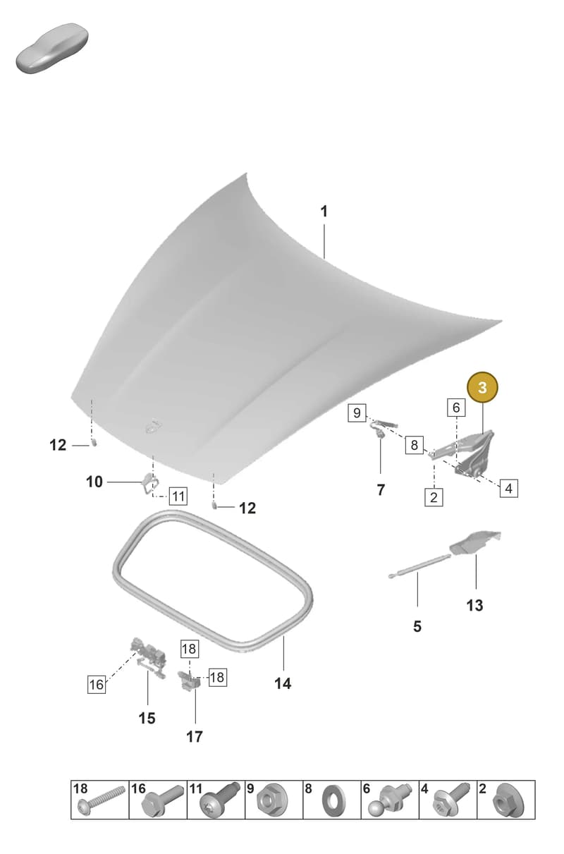 PAD823295 — Porsche Taycan Sport Turismo (2019-2024) diagram p56803000, position 3