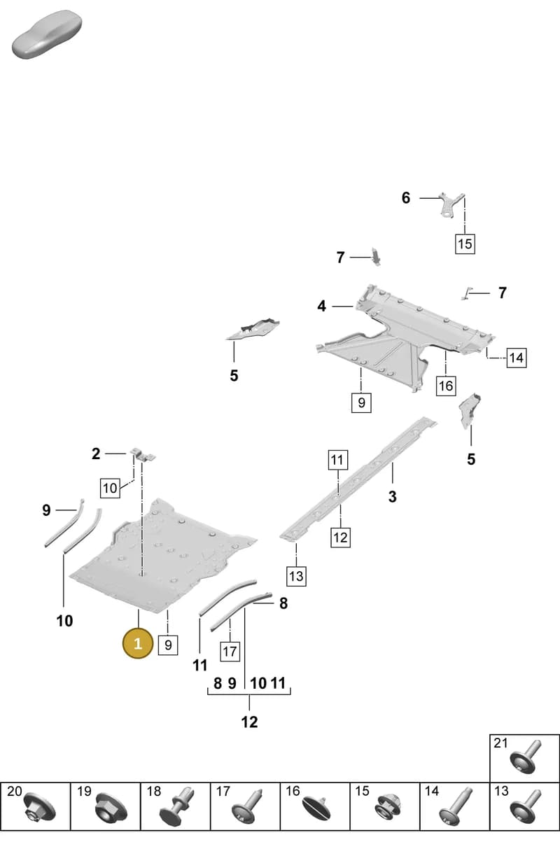 PAD825311A — Porsche Taycan Sport Turismo (2023-2025) diagram p64801710, position 1