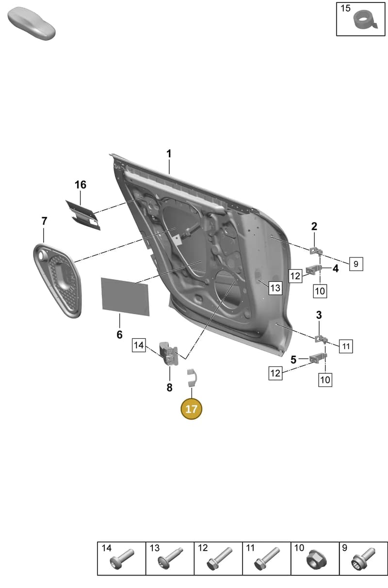 PAD837923A — Porsche Taycan Sport Turismo (2023-2025) diagram p64804070, position 17