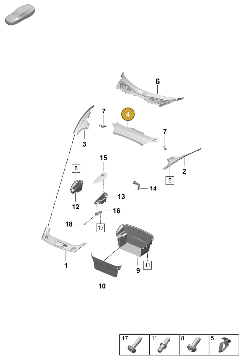 PAD863419OK1 — Porsche Taycan Sport Turismo (2023-2025) diagram p64807000, position 4