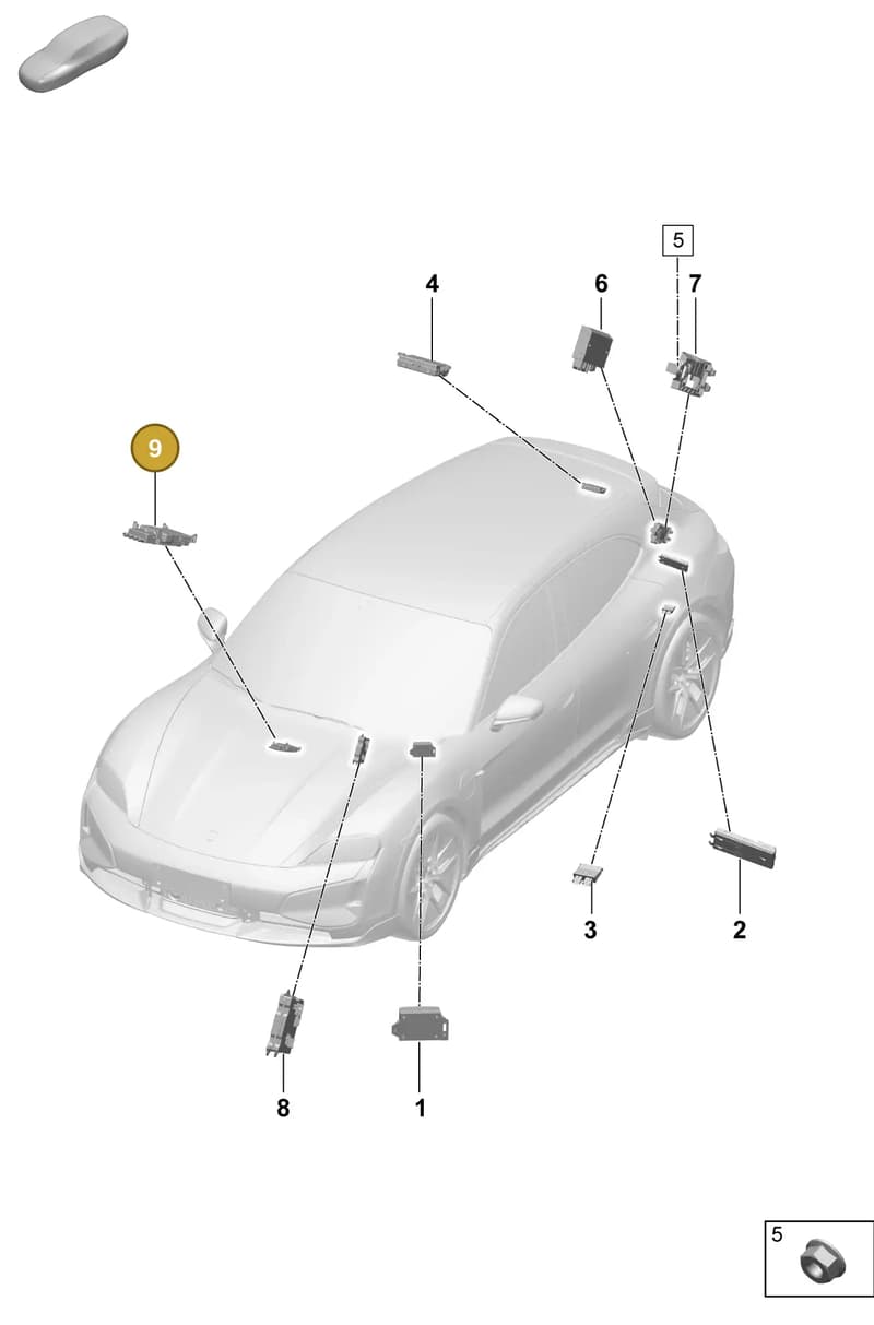 PAD907643 — Porsche Taycan Sport Turismo (2023-2025) diagram p64901100, position 9