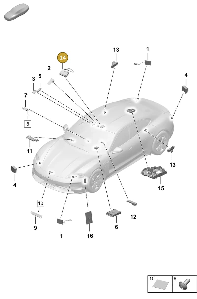 PAD919814 — Porsche Taycan Sport Turismo (2023-2025) diagram p64911200, position 14