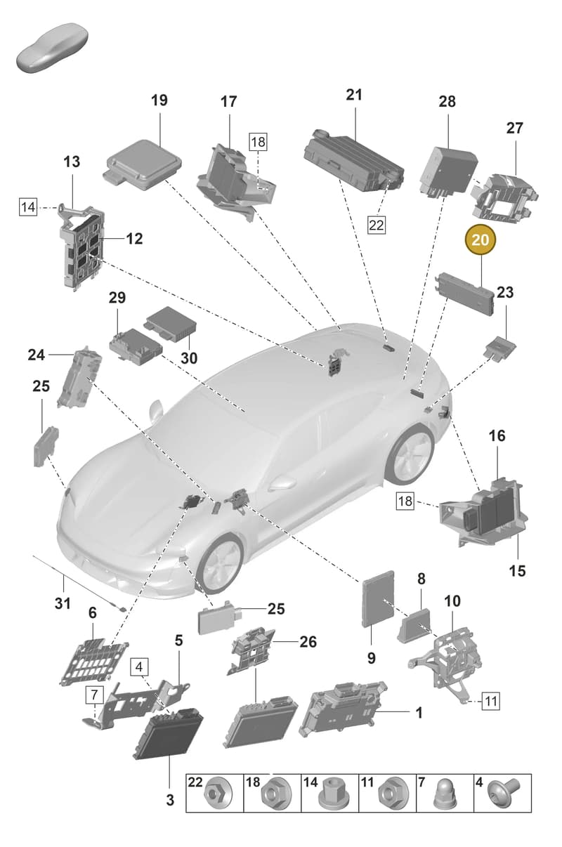 PAD959107A — Porsche Taycan Sport Turismo (2019-2024) diagram p56901040, position 20