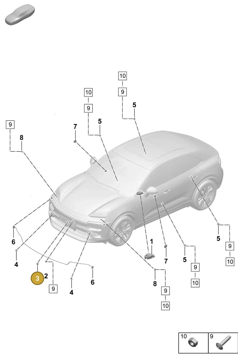PAD959651A — Porsche Macan (2024-2024) diagram p61901900, position 3