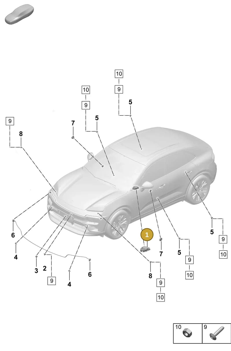 PAD959655A — Porsche Macan (2024-2024) diagram p61901900, position 1