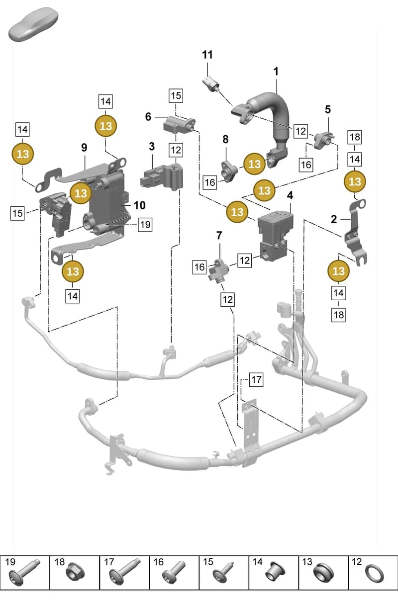 PAE131887 — Porsche Taycan Sport Turismo (2023-2025) diagram p64814350, position 13