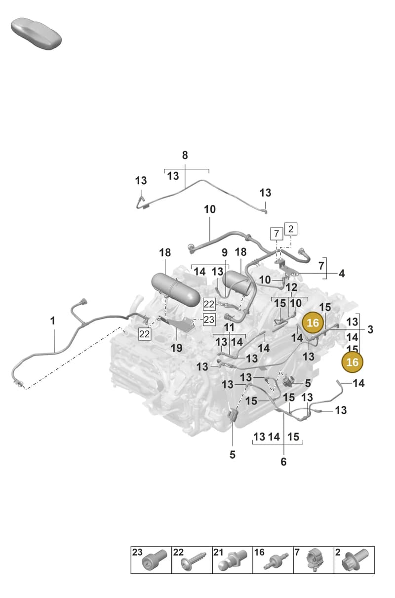 PAE905291 — Porsche 911 (2021-2022) diagram p59107400, position 16