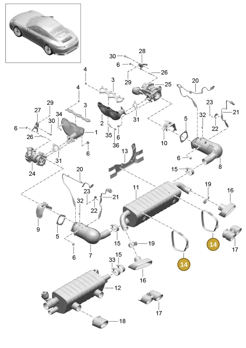 PAE906051D — Porsche 911 (2016-2019) diagram p47202000, position 14