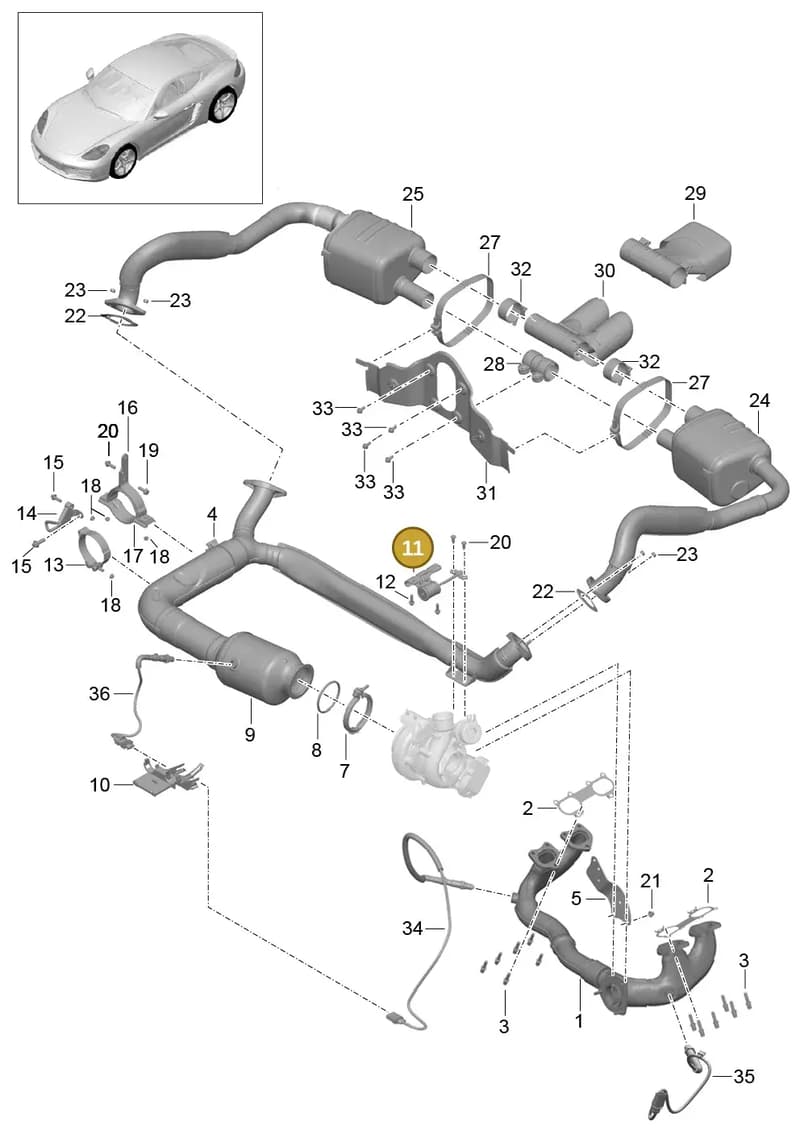 PAE906051D — Porsche Cayman (2016-2019) diagram p50202000, position 11