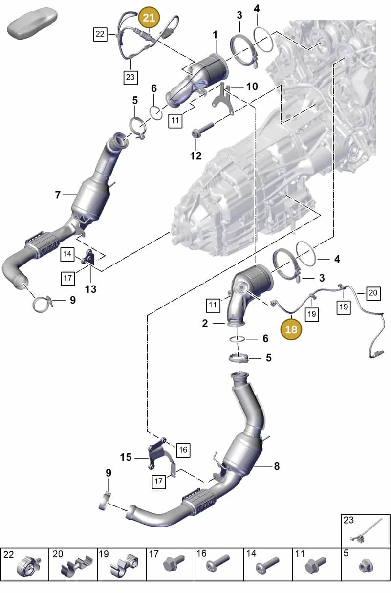 PAE906265B — Porsche Panamera (2023-2025) diagram p62202230, position 18+21