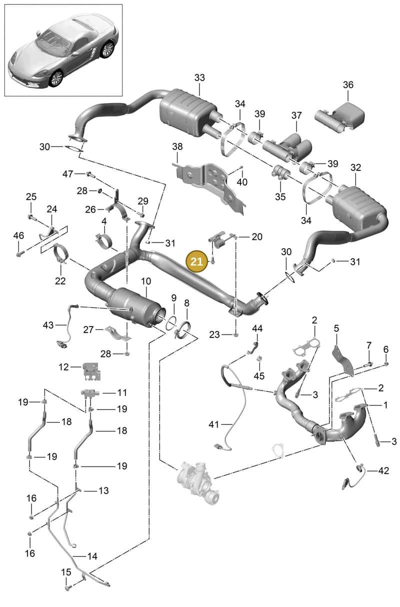 PAF001704 — Porsche Boxster (2016-2019) diagram p48000001, position 21