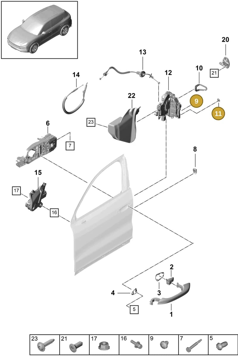 PAF00334800 — Porsche Cayenne (2017-2023) diagram p51804030, position 9+11