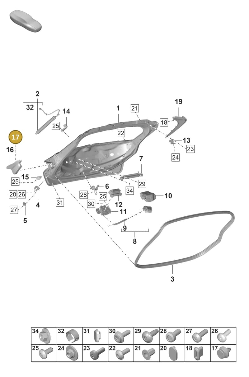 PAF003736 — Porsche Taycan Sport Turismo (2019-2024) diagram p56803050, position 17