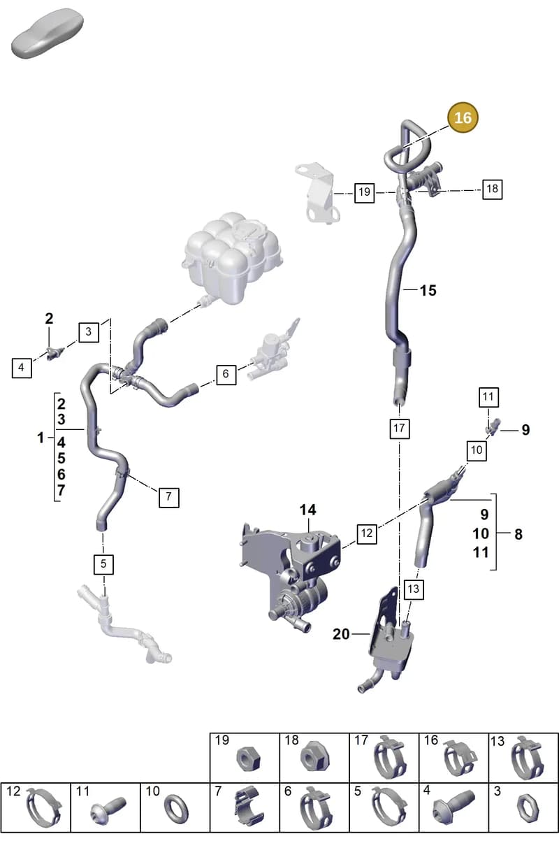PAF00537100 — Porsche Cayenne Coupe (2023-2023) diagram p60105380, position 16