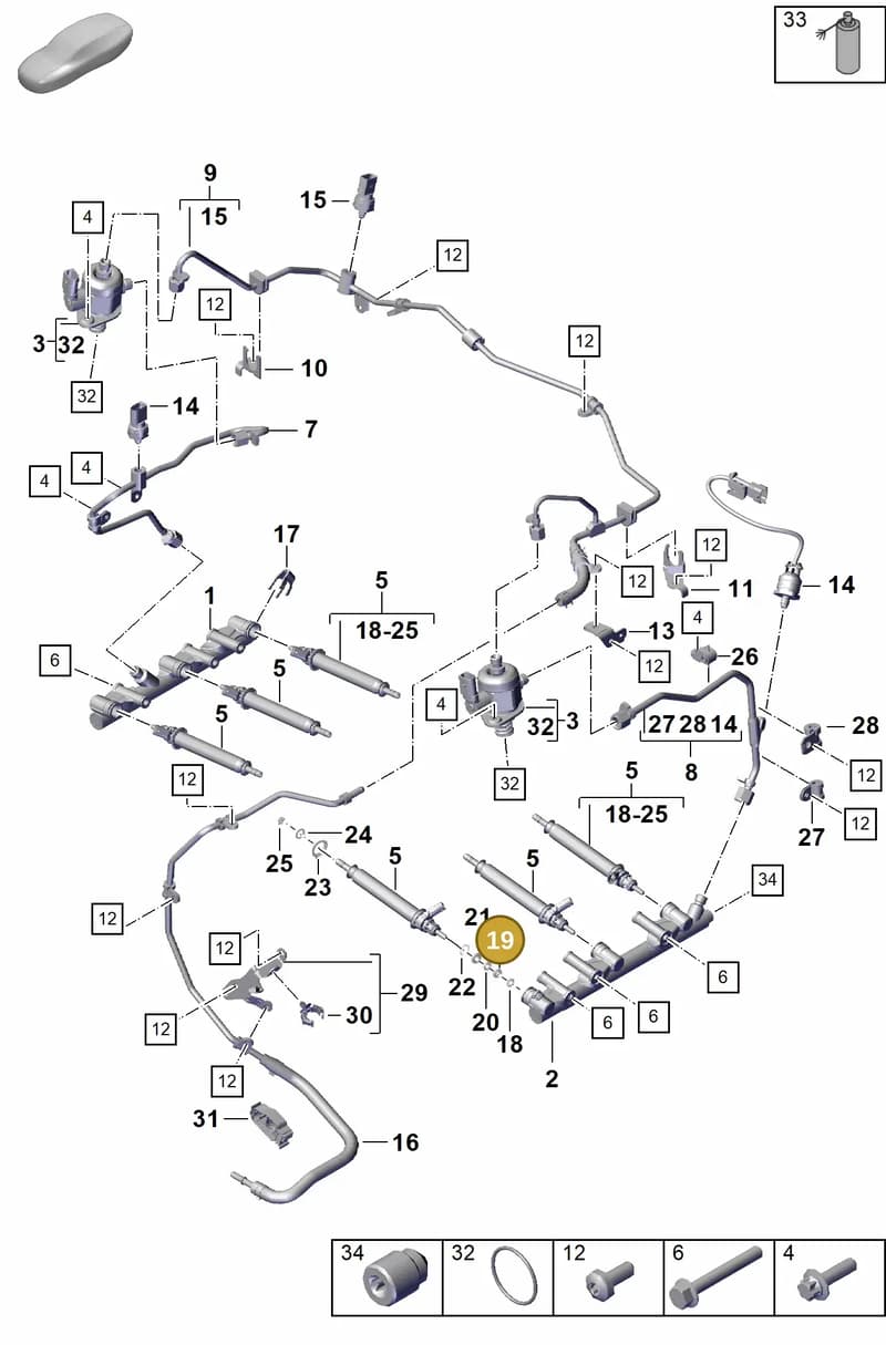 PAF006121 — Porsche Boxster Spyder (2019-2020) diagram p55107000, position 19