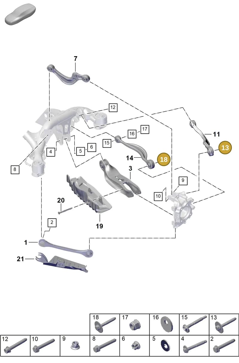 PAF006496 — Porsche Cayenne Coupe (2023-2023) diagram p60501050, position 13+18