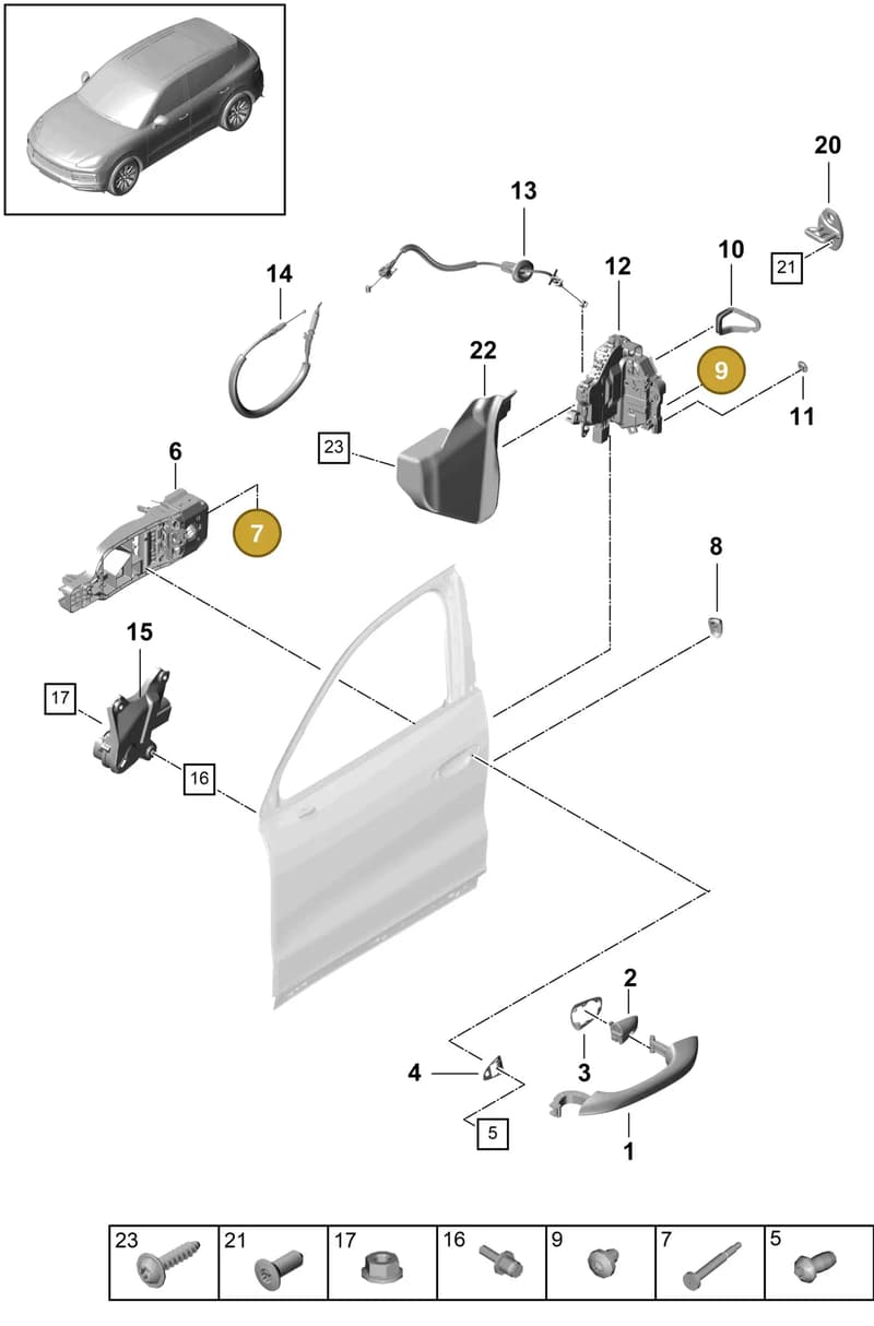 PAF00651400 — Porsche Cayenne (2017-2023) diagram p51804030, position 7+9