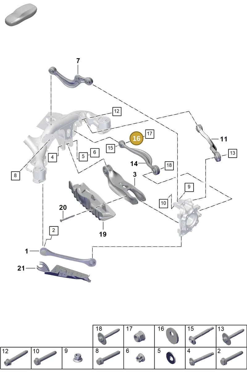 PAF007041A — Porsche Cayenne Coupe (2023-2023) diagram p60501050, position 16