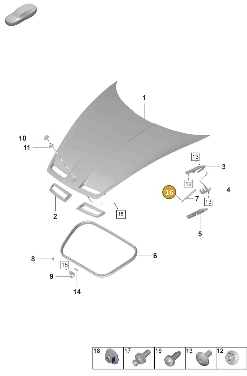 PAF007500 — Porsche 911 (2021-2022) diagram p59803000, position 16