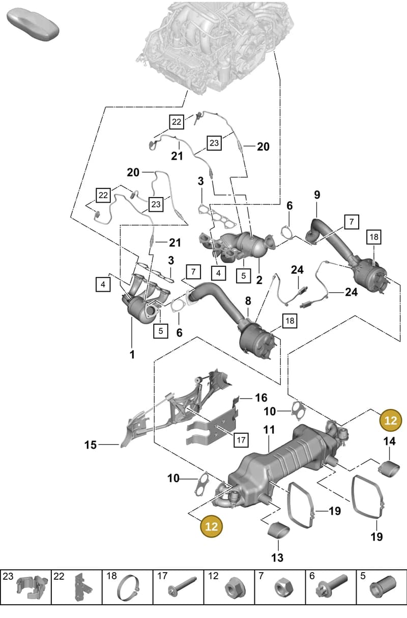 PAF007634 — Porsche Boxster Spyder (2019-2020) diagram p55202000, position 12