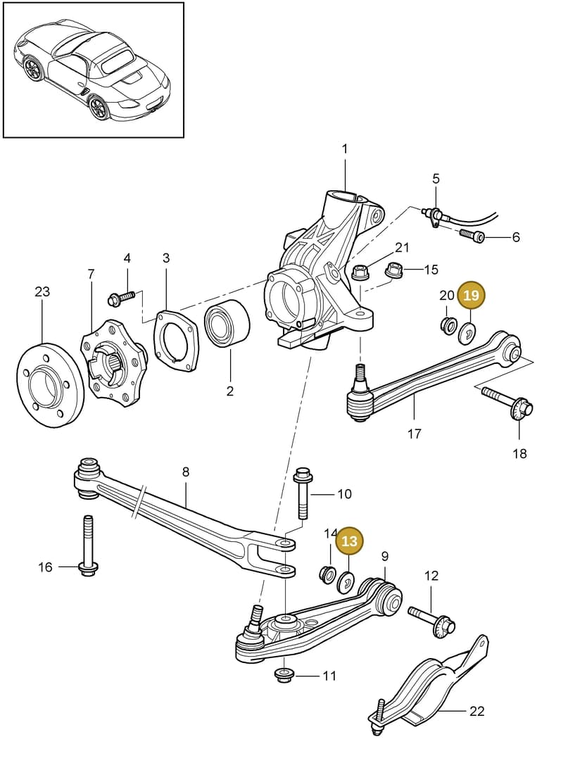PAF007648 — Porsche Boxster S (2008-2012) diagram p33501000, position 13+19