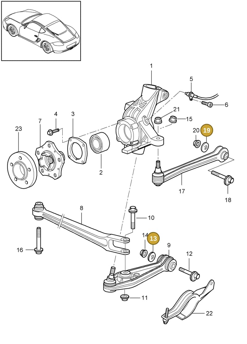PAF007648 — Porsche Cayman (2008-2012) diagram p34501000, position 13+19
