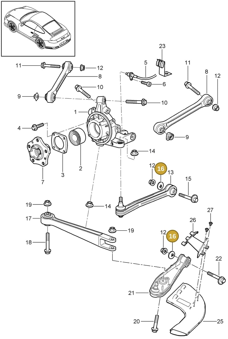 PAF007648 — Porsche GT2 RS (2009-2012) diagram p36501000, position 16