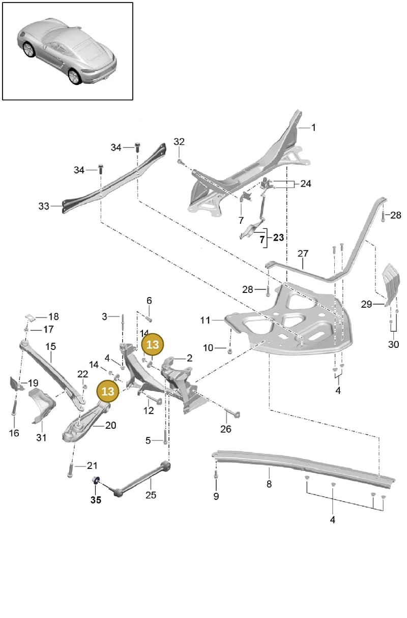 PAF007648 — Porsche Cayman (2016-2019) diagram p50501000, position 13