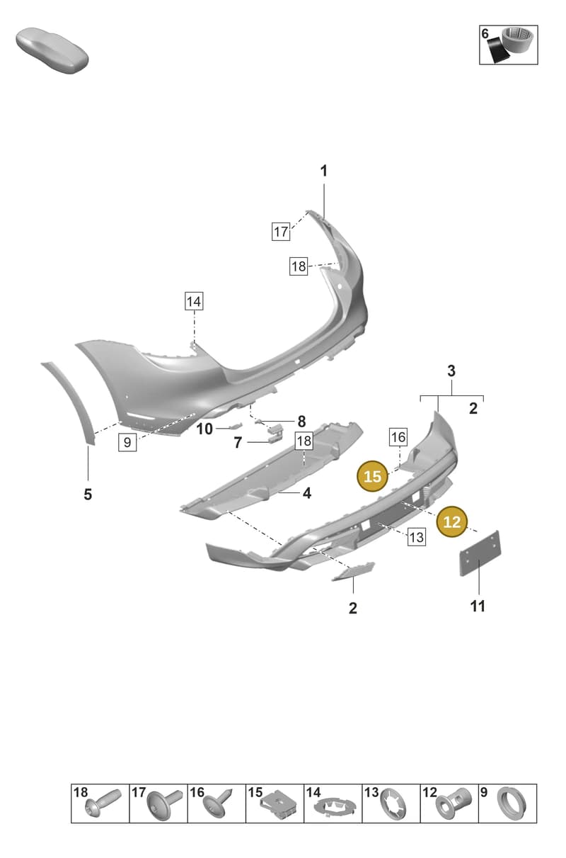 PAF007999A — Porsche Taycan Sport Turismo (2023-2025) diagram p56802600, position 12+15