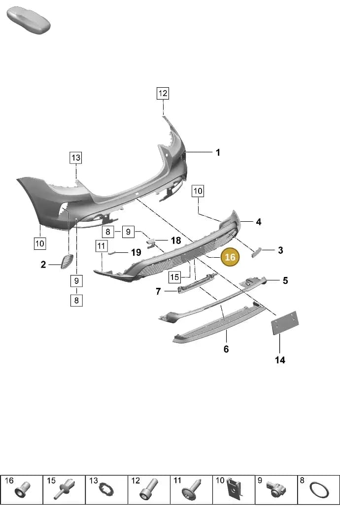 PAF007999A — Porsche Taycan Sport Turismo (2023-2025) diagram p64802510, position 16+17