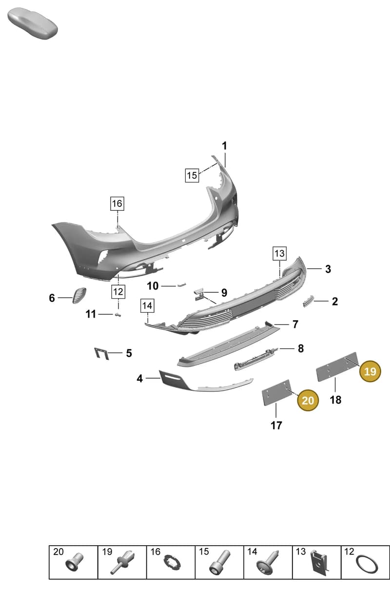 PAF007999A — Porsche Taycan Sport Turismo (2023-2025) diagram p64802540, position 19+20