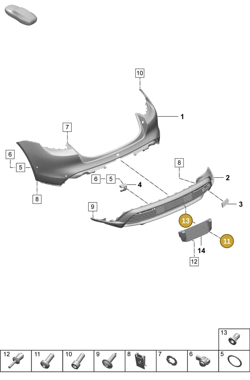 PAF007999A — Porsche Taycan Sport Turismo (2023-2025) diagram p64802551, position 11+13