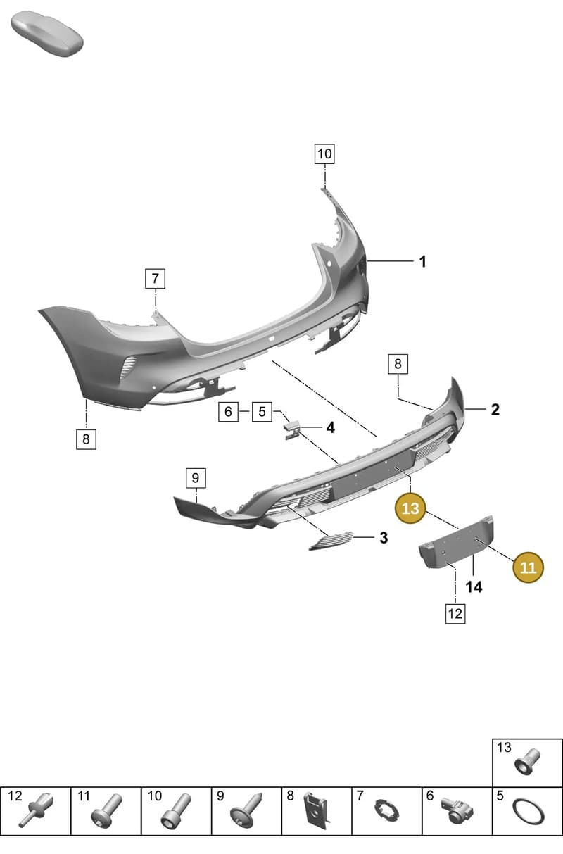 PAF007999A — Porsche Taycan Sport Turismo (2023-2025) diagram p64802561, position 11+13