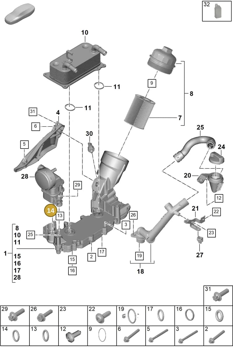 PAF008085 — Porsche 911 (2024-2025) diagram p63104100, position 14