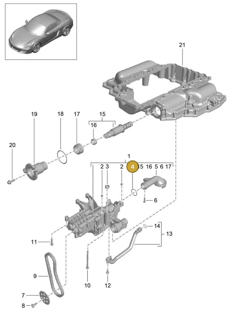 PAF008086 — Porsche Boxster (2012-2016) diagram p39104000, position 4