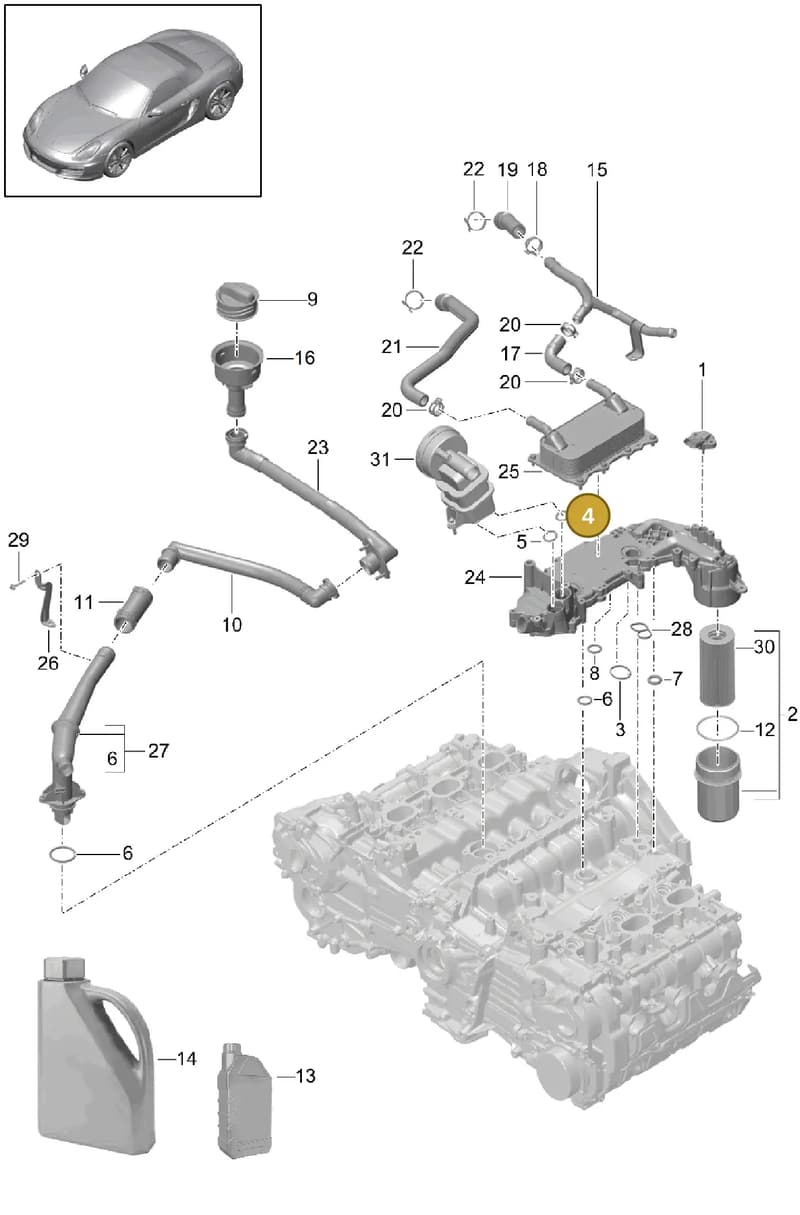 PAF008086 — Porsche Boxster (2012-2016) diagram p39104005, position 4