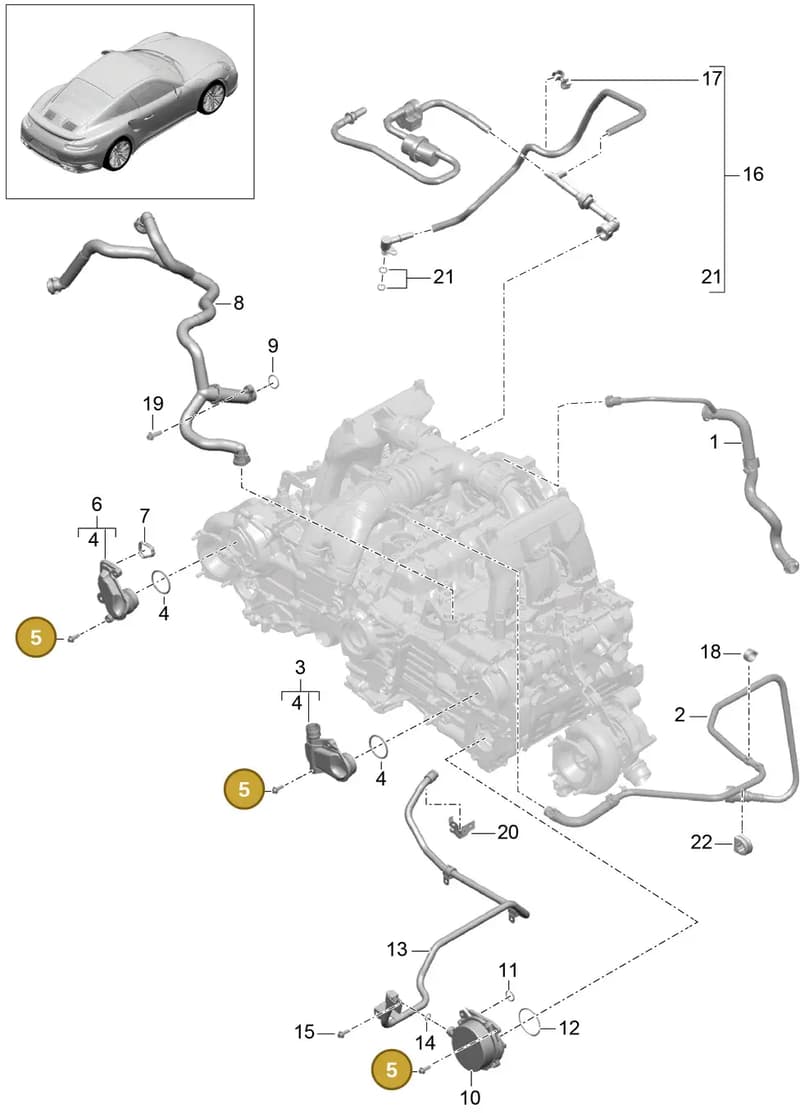 PAF008086 — Porsche 911 (2013-2020) diagram p42104010, position 5