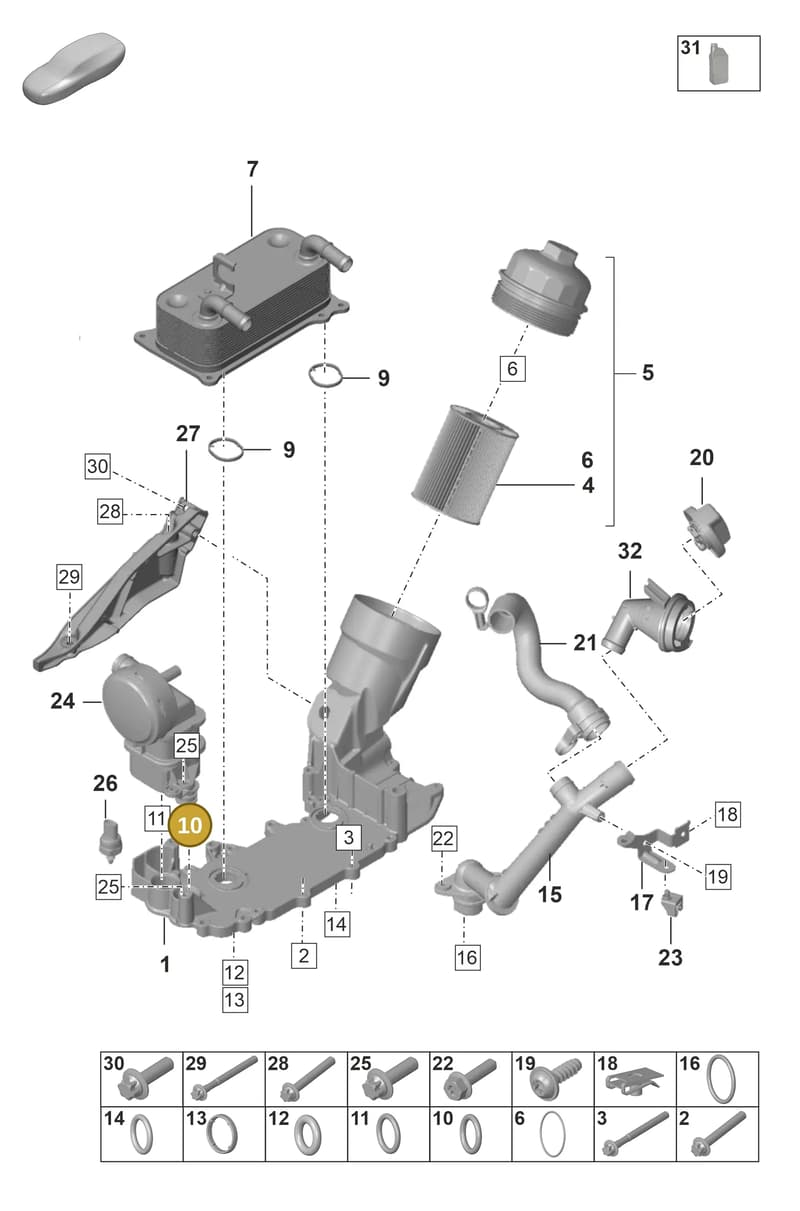 PAF008086 — Porsche 911 (2018-2024) diagram p53104100, position 10
